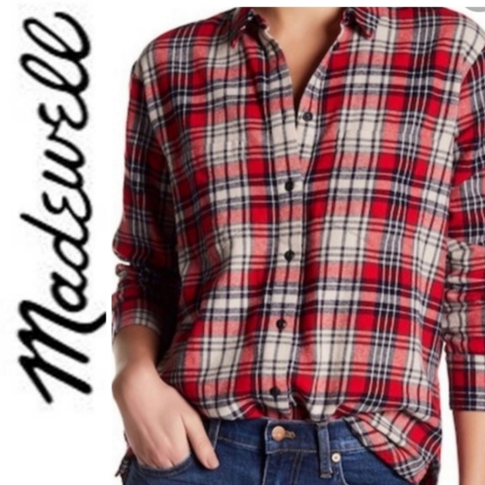 MADEWELL red plaid oversized flanel